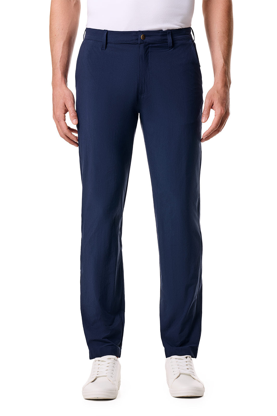 Coolibar Men's South Pointe Summer Casual Pants Navy Lightweight Chenolite Quick Dry With Hidden Zip Pocket For Men