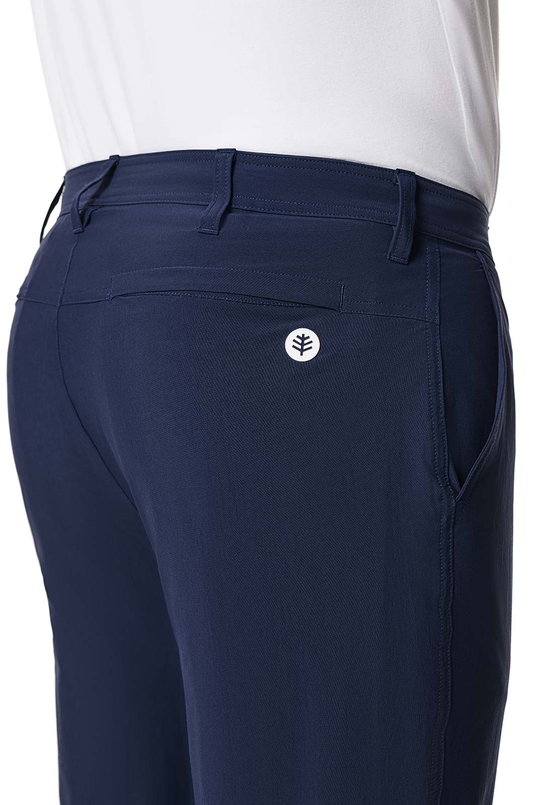 Coolibar Men's South Pointe Summer Casual Pants Navy Lightweight Chenolite Quick Dry With Hidden Zip Pocket For Men