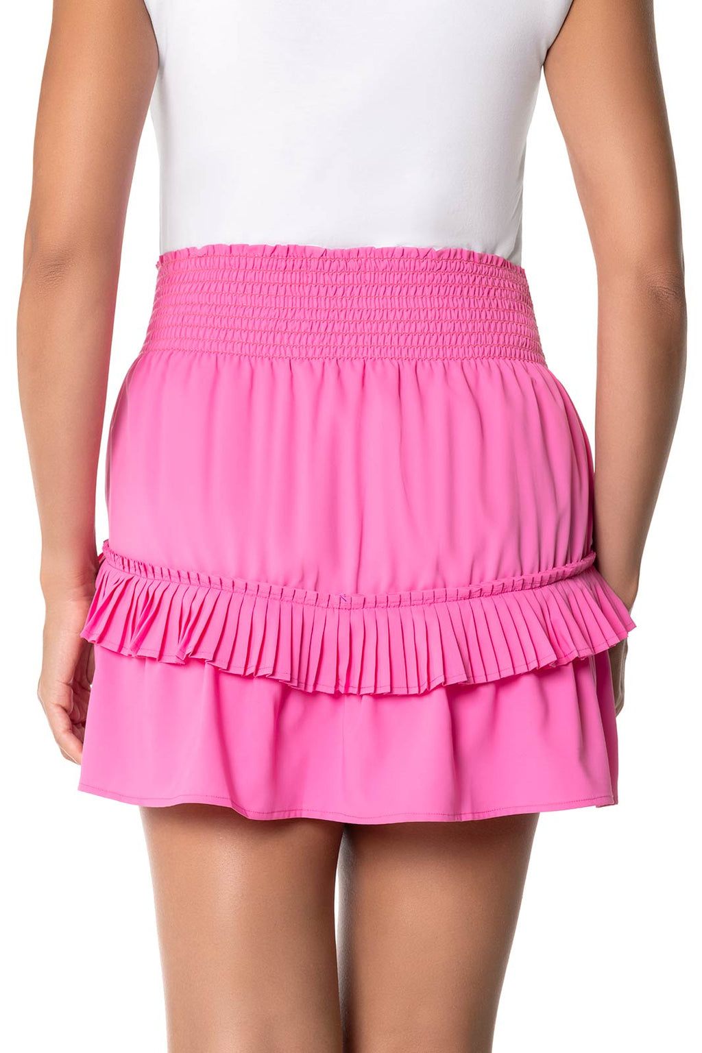 Coolibar Women's Charlotte Bay Ruffle Skirt Tulip Pink With UPF50 Aire Fabric Sun Protection For Travel