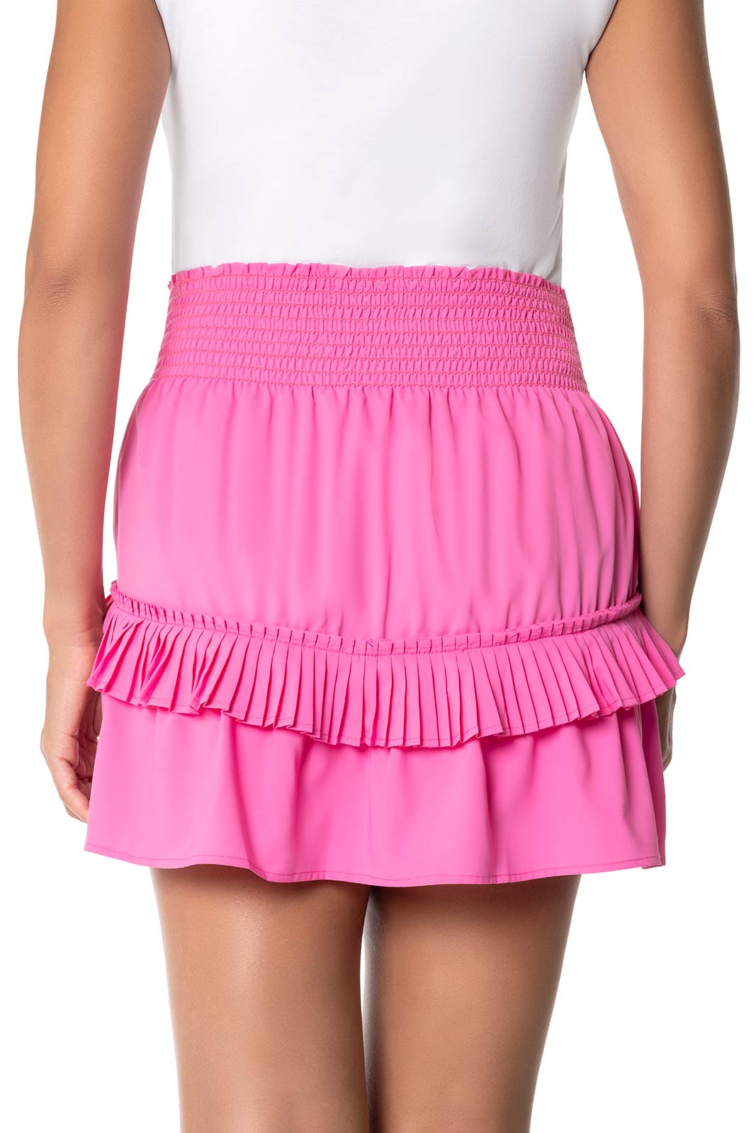 Coolibar Women's Charlotte Bay Ruffle Skirt Tulip Pink With UPF50 Aire Fabric Sun Protection For Travel