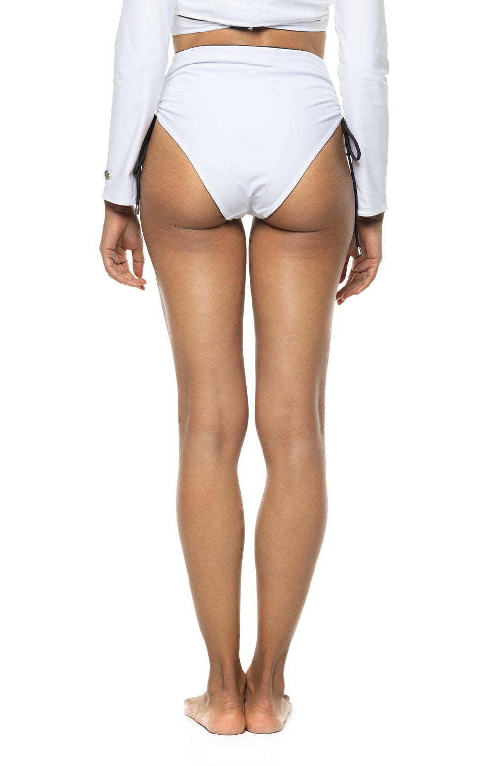 Coolibar Women's Myrtle Reversible Ruched Adjustable Sun Safe Swim Bottoms Black Colorblock