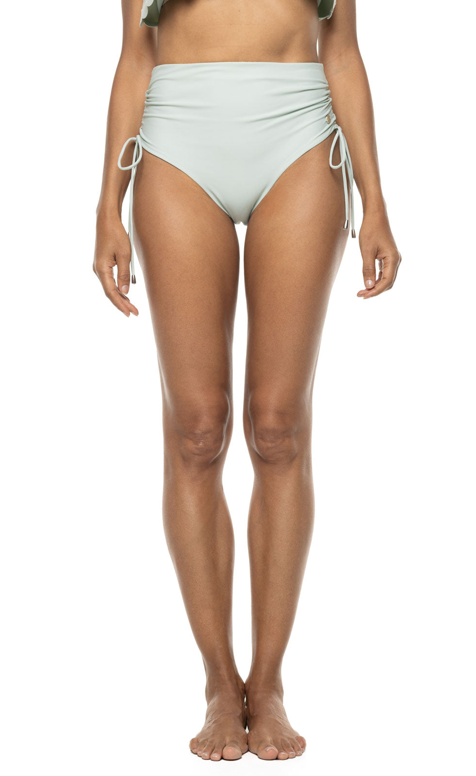 Coolibar Women's Myrtle Reversible Ruche Adjustable Swim Bottoms Misty Aqua Colorblock Breathable Sun Safe Upf50