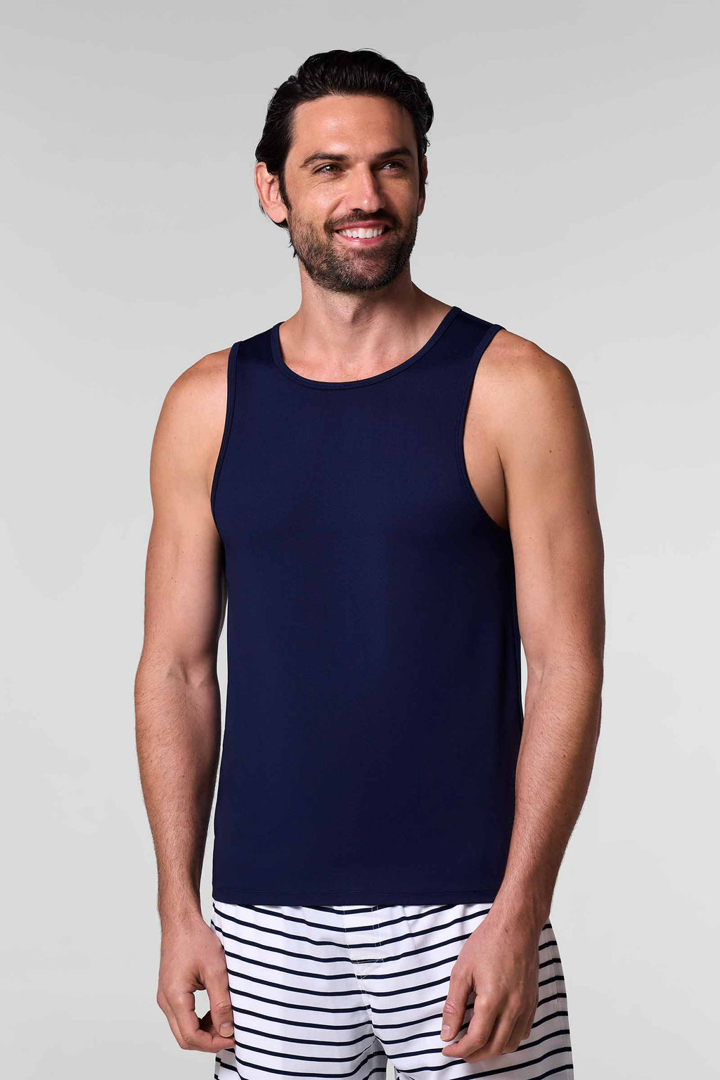 Coolibar Men Dade Swim Tank Navy Upf50 Plus Sun Protection Sleeveless Top For Swim Beach