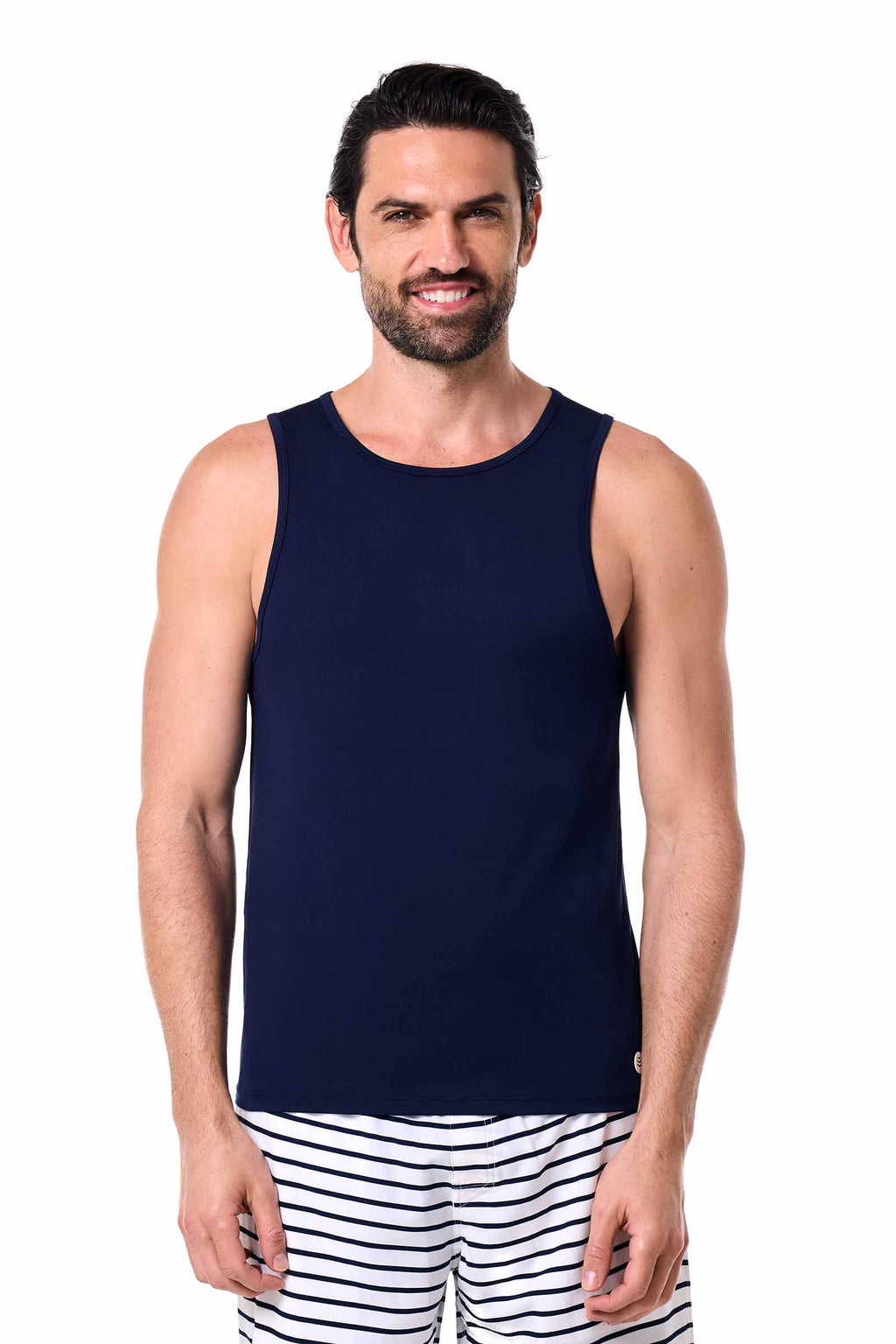 Coolibar Men Dade Swim Tank Navy Upf50 Plus Sun Protection Sleeveless Top For Swim Beach