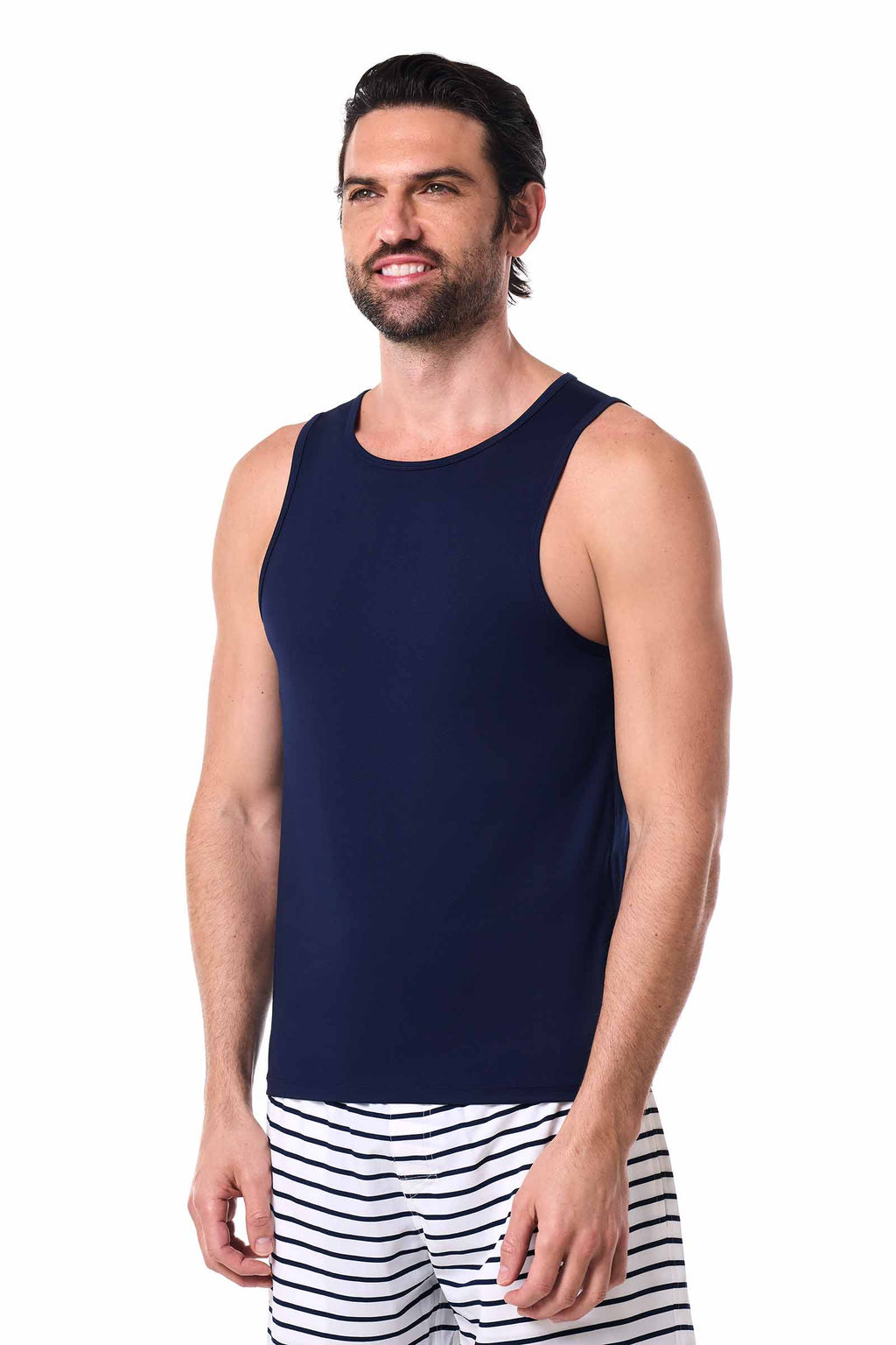 Coolibar Men Dade Swim Tank Navy Upf50 Plus Sun Protection Sleeveless Top For Swim Beach