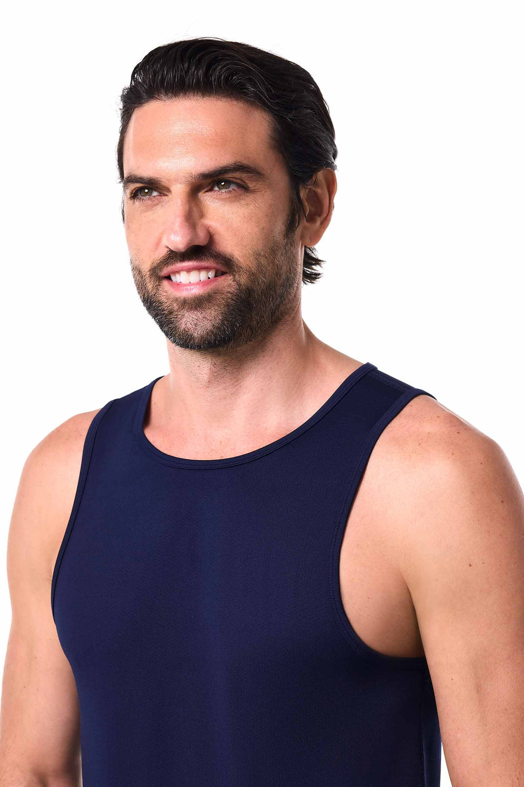 Coolibar Men Dade Swim Tank Navy Upf50 Plus Sun Protection Sleeveless Top For Swim Beach