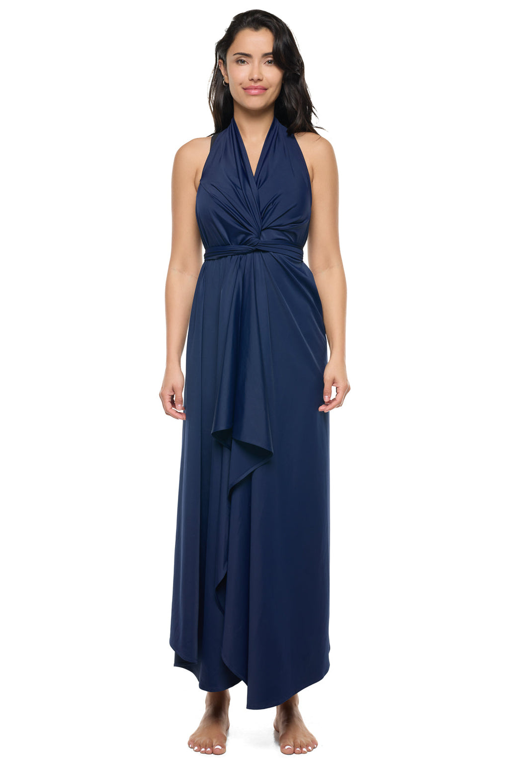 Coolibar Women's Mia 3 Way Cover Up With Upf50 Plus Aqua Helios Full Length Wrap Dress 4 Way Stretch