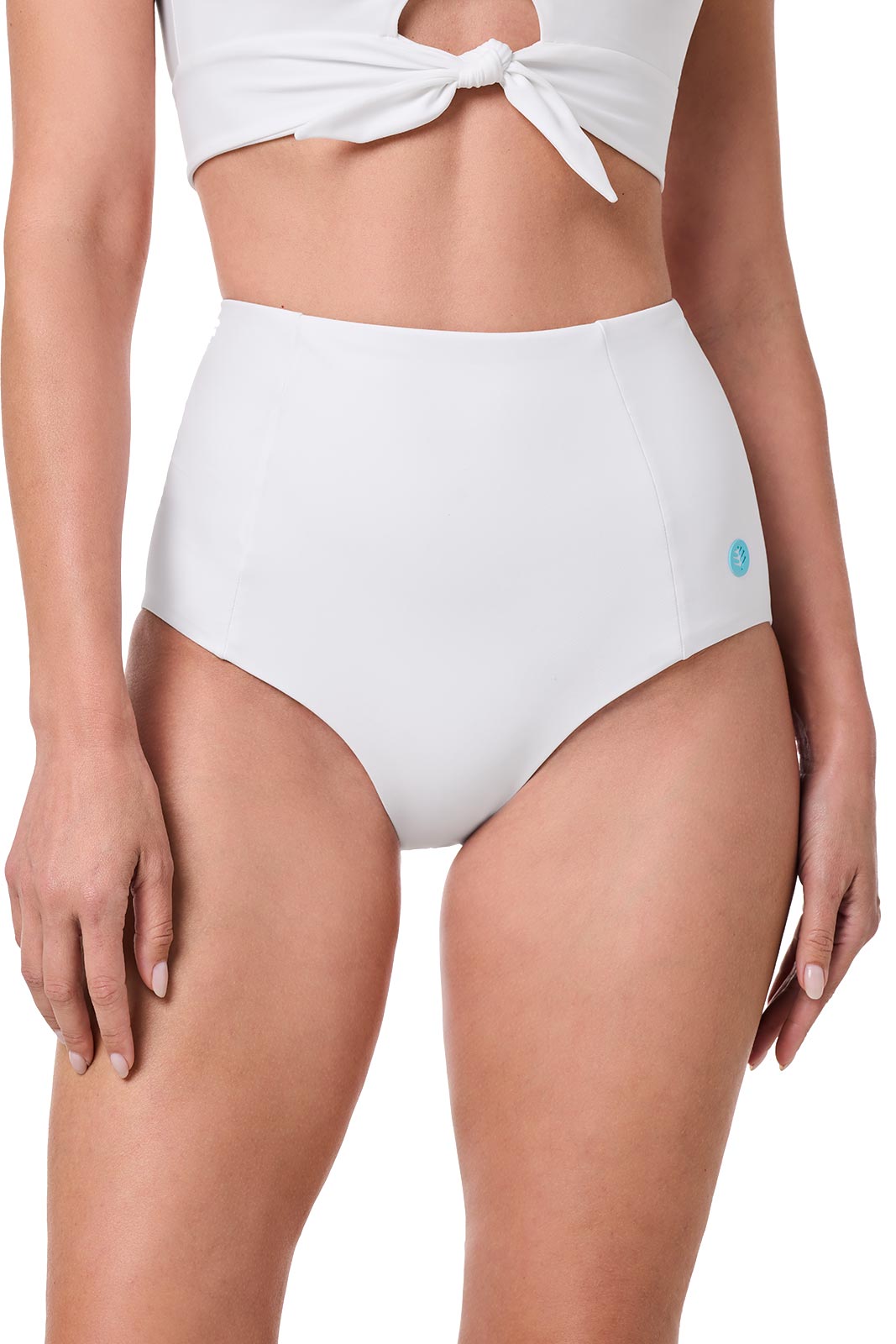 Coolibar Women's Ocean Sculpt High Rise Bottoms Sun Safe Swimwear With Power Mesh And Medium Compression