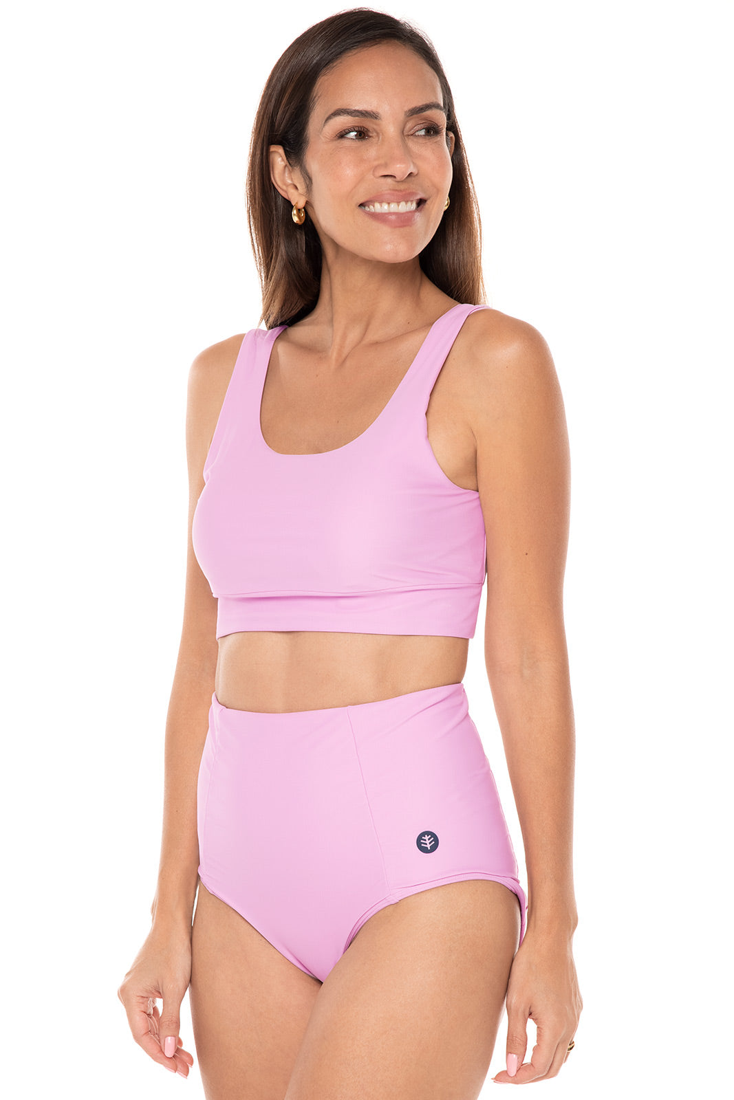 Coolibar Women's Ocean Sculpt High Rise Bottoms Medium Compression Sculpting Power Mesh For Beach And Pool Peony Pink
