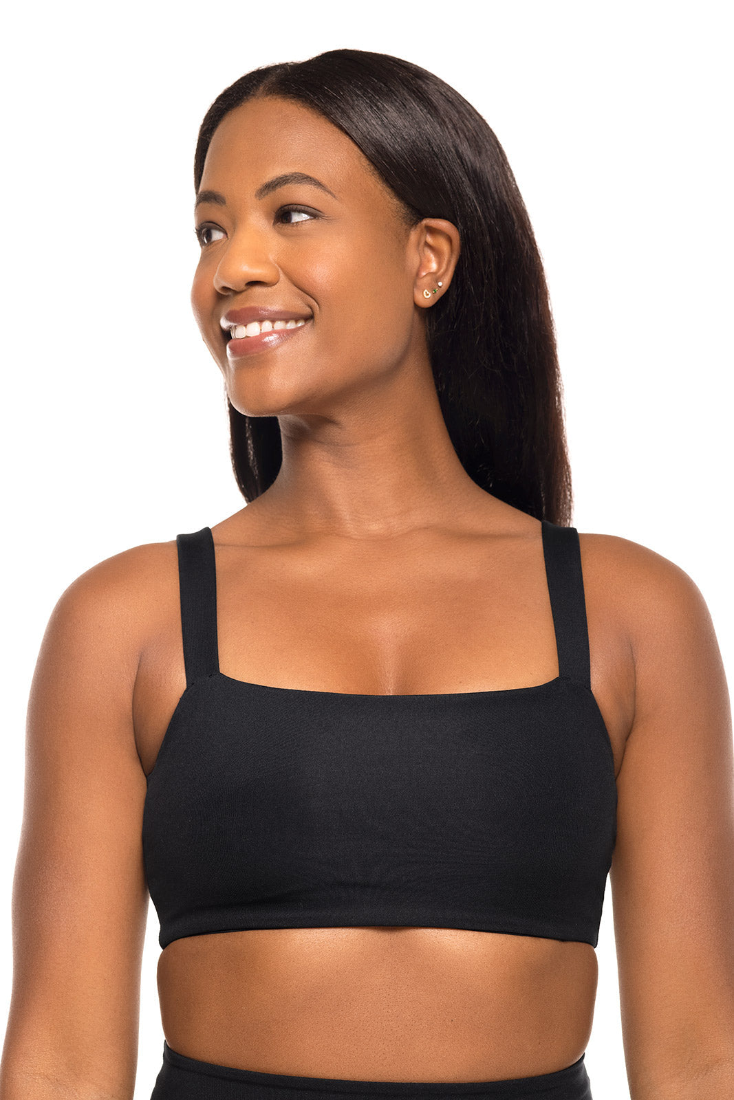 Coolibar Womens Shavasana Yoga Sports Bra Black Removable Cups UPF50 Plus Active Curva Fabric For Yogis