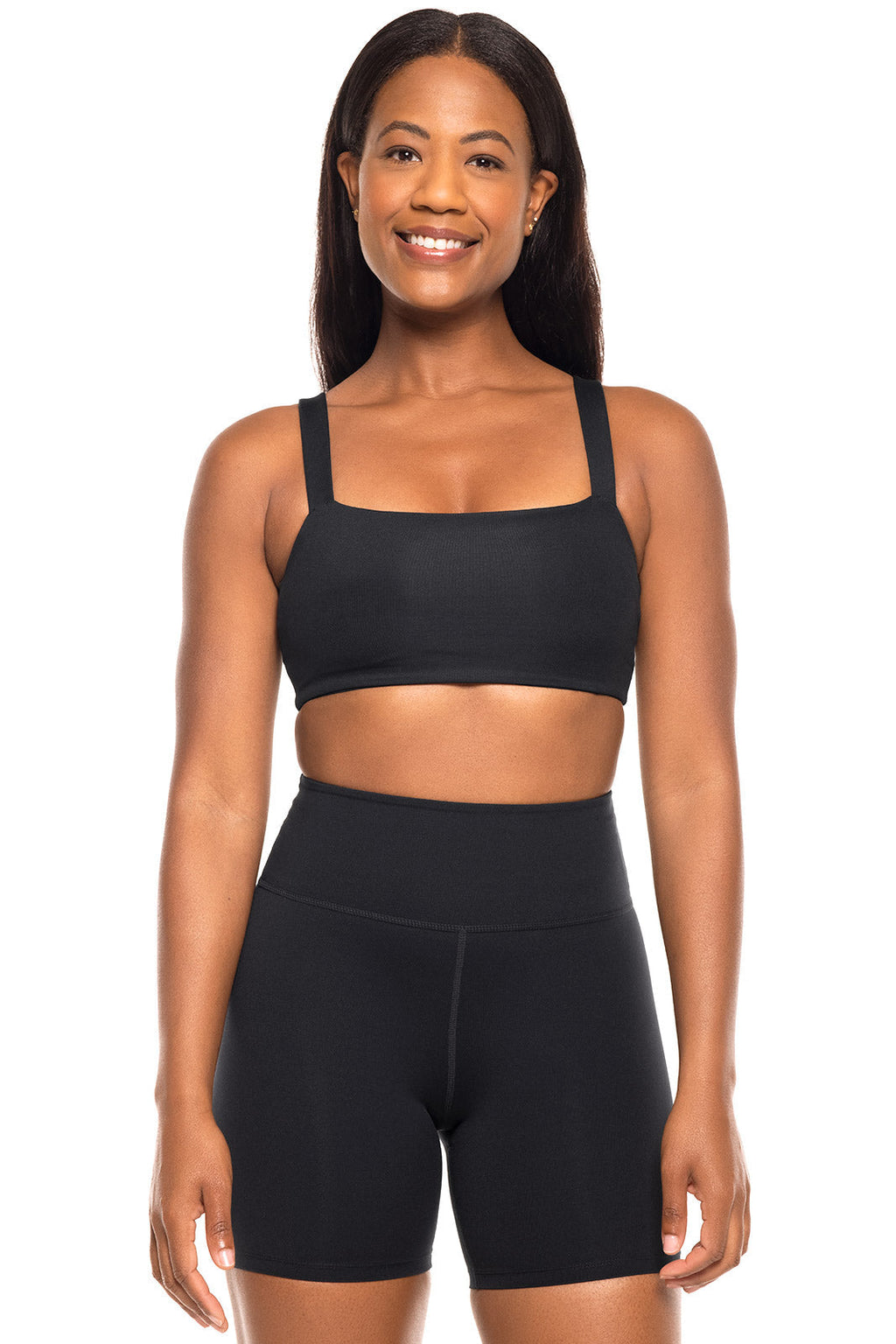 Coolibar Womens Shavasana Yoga Sports Bra Black Removable Cups UPF50 Plus Active Curva Fabric For Yogis