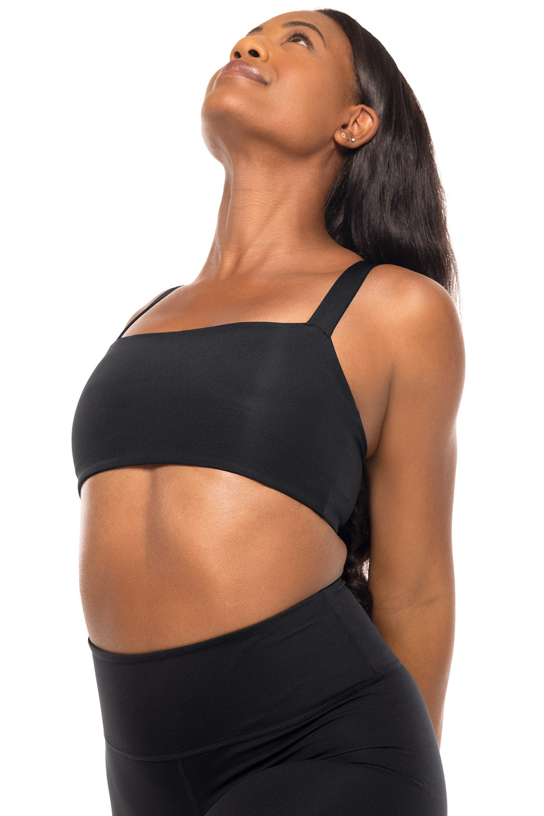 Coolibar Womens Shavasana Yoga Sports Bra Black Removable Cups UPF50 Plus Active Curva Fabric For Yogis