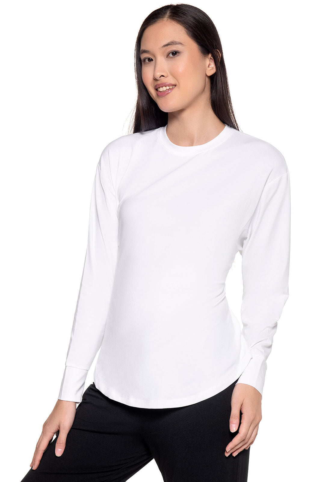 Coolibar Merrick Sun Protection Tie Long Sleeve Shirt For Women With Waist Tie Silhouette