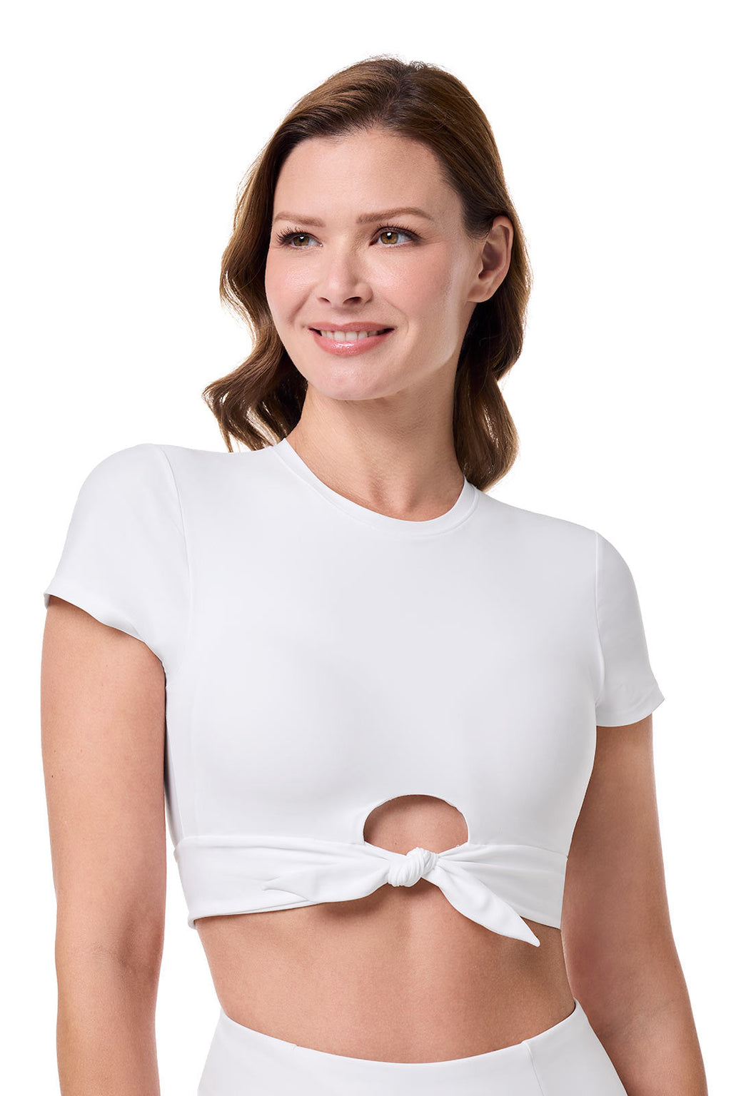 Hibiscus Island | Crop Swim Crop Top | White