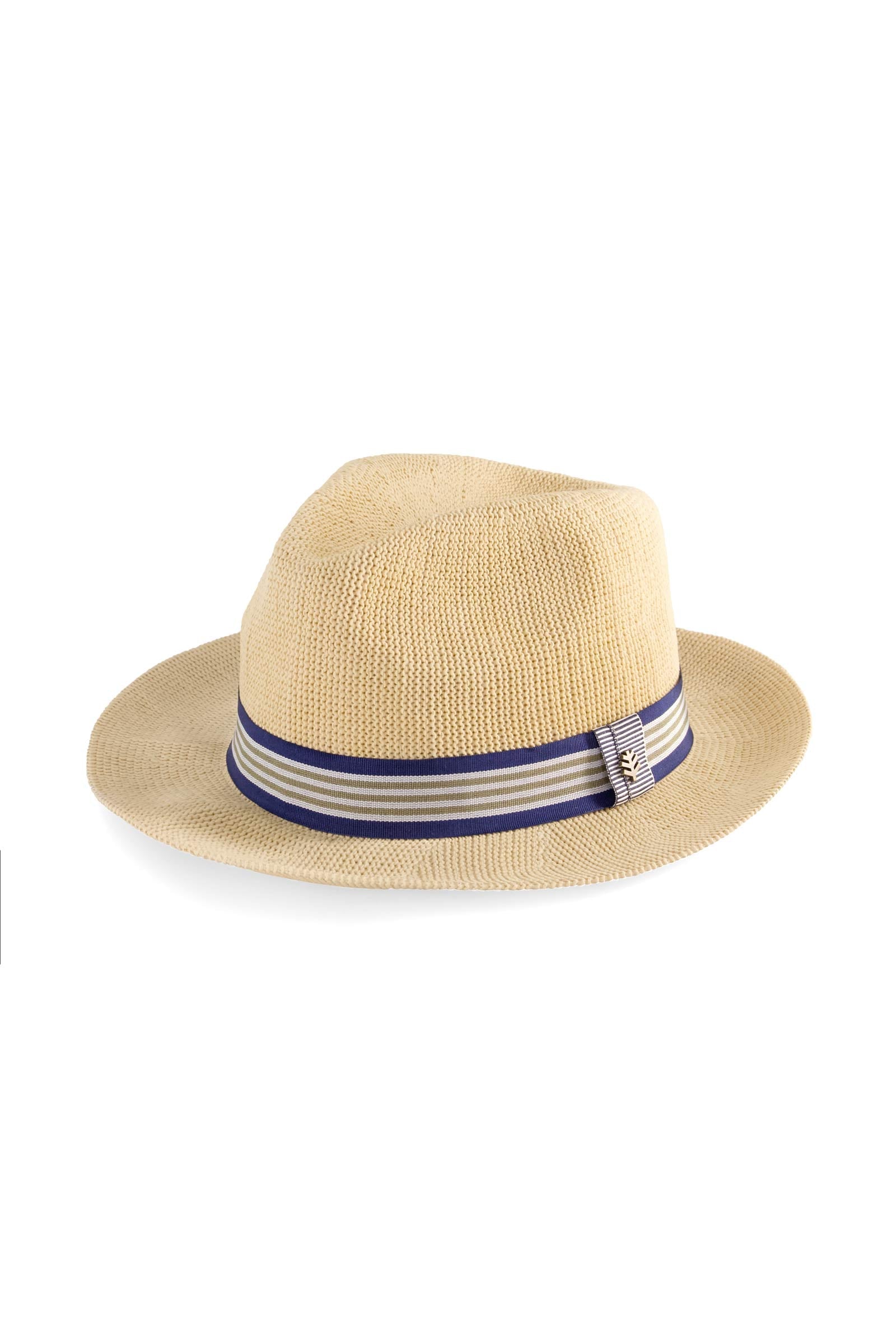 Coolibar 1st Street Mens Classic Poly Knit Fedora Natural Crushable Sun Protection