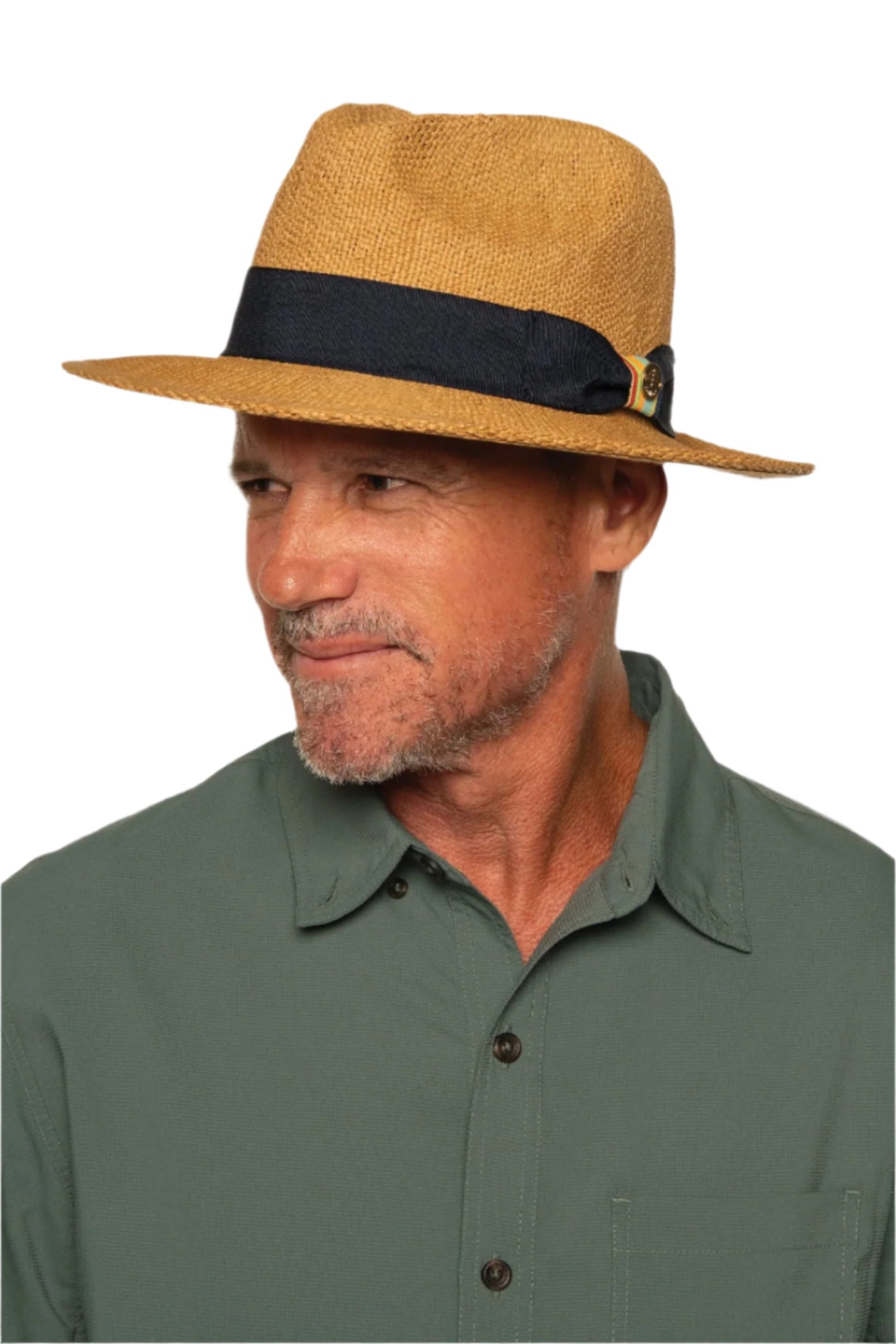 Coolibar Men's Surf Club Fedora Hand Woven Straw With Upf Fifty Sun Protection For Men