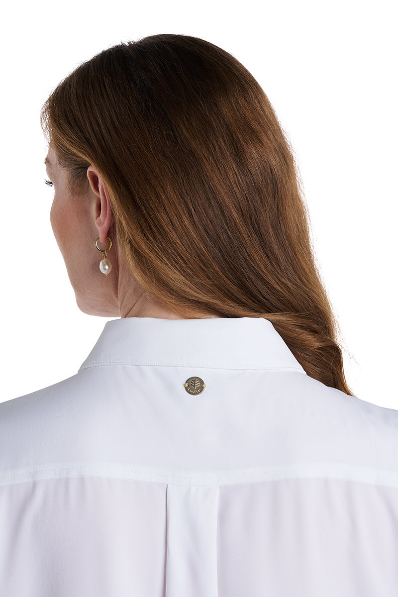 Castaneda | Women's Flared Shirt Dress with Long Sleeves | White