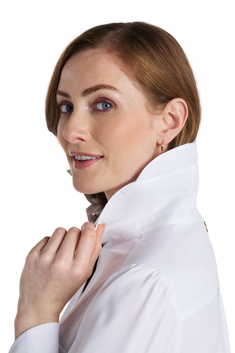 Castaneda | Women's Flared Shirt Dress with Long Sleeves | White