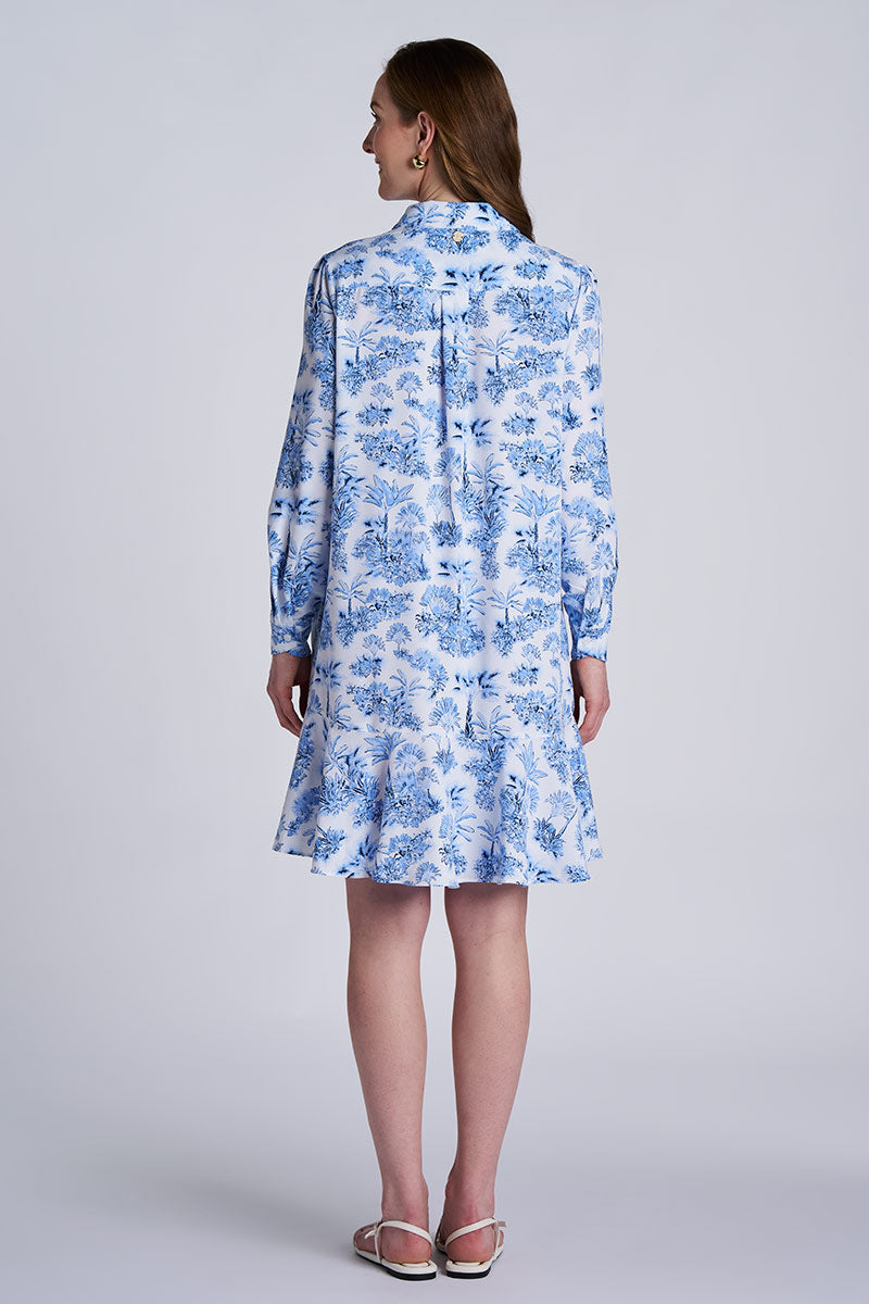 Castaneda | Women's Flared Shirt Dress with Long Sleeves | Periwinkle Isla Bonita
