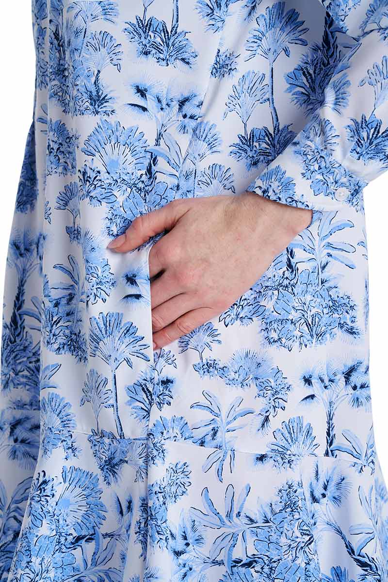 Castaneda | Women's Flared Shirt Dress with Long Sleeves | Periwinkle Isla Bonita
