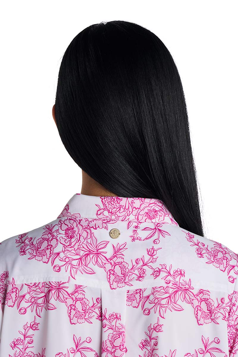 Castaneda | Women's Flared Shirt Dress with Long Sleeves | Fuchsia Bouquet