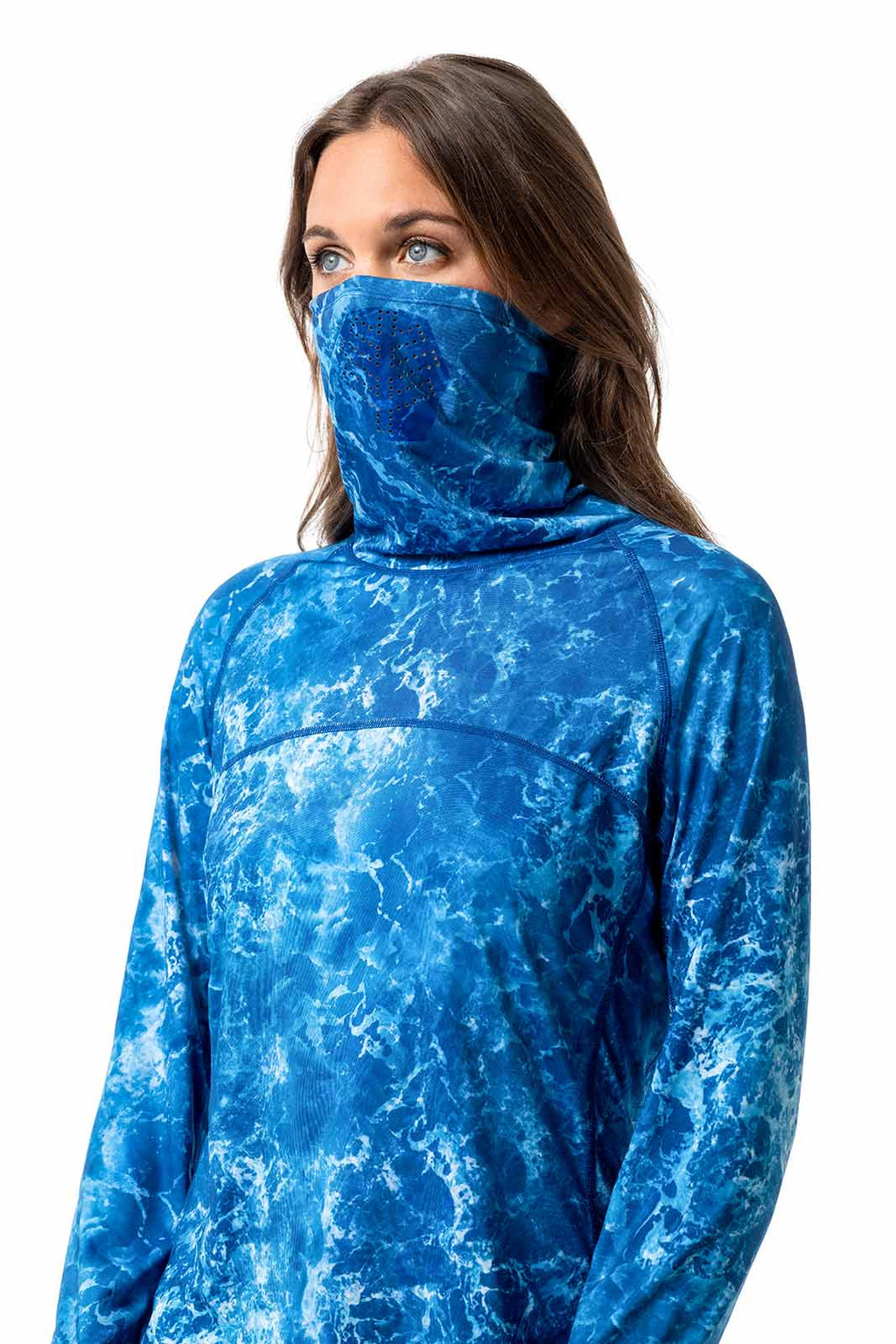 Paros | Women's Vented Fishing T-Shirt | Blue Water Print