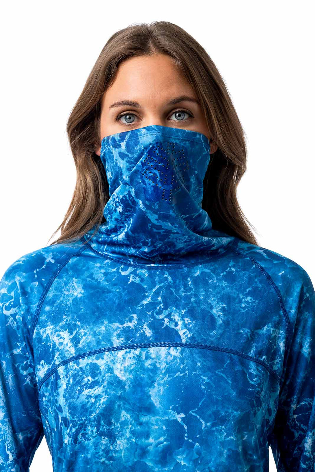 Paros | Women's Vented Fishing T-Shirt | Blue Water Print