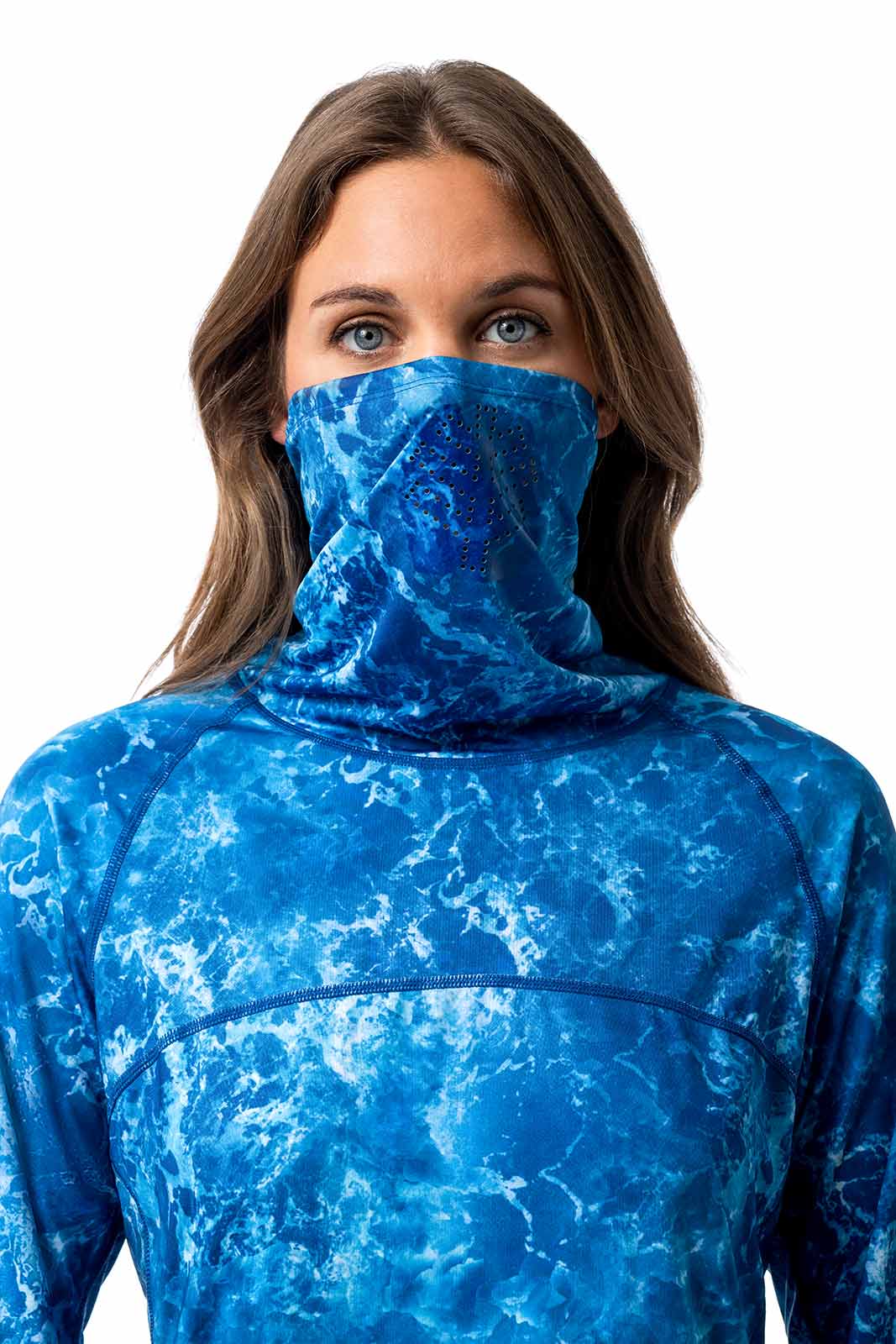 Paros | Women's Vented Fishing T-Shirt | Blue Water Print