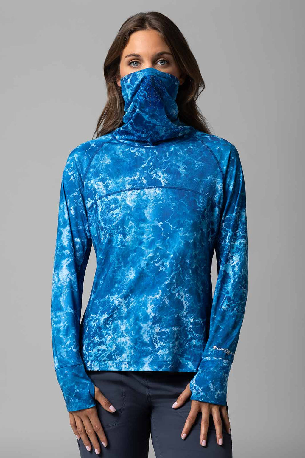 Paros | Women's Vented Fishing T-Shirt | Blue Water Print