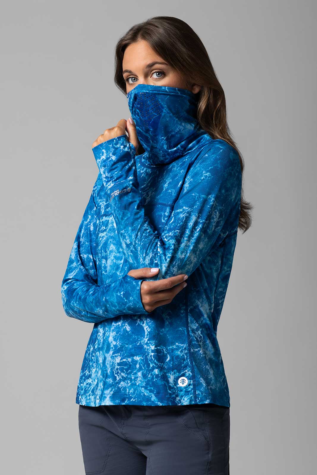 Paros | Women's Vented Fishing T-Shirt | Blue Water Print