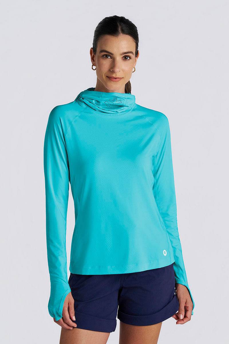 Paros | Women's Vented Fishing Hoodie | Coolibar Blue