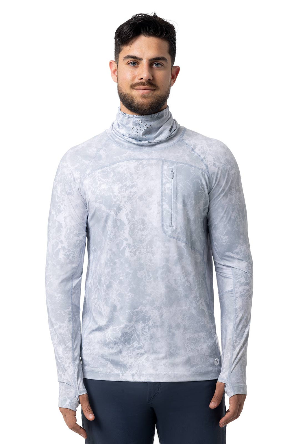 Andros | Men's Vented Fishing T-Shirt | Grey Water Print