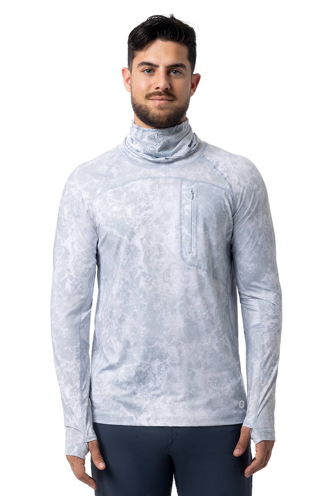 Andros | Men's Vented Fishing T-Shirt | Grey Water Print