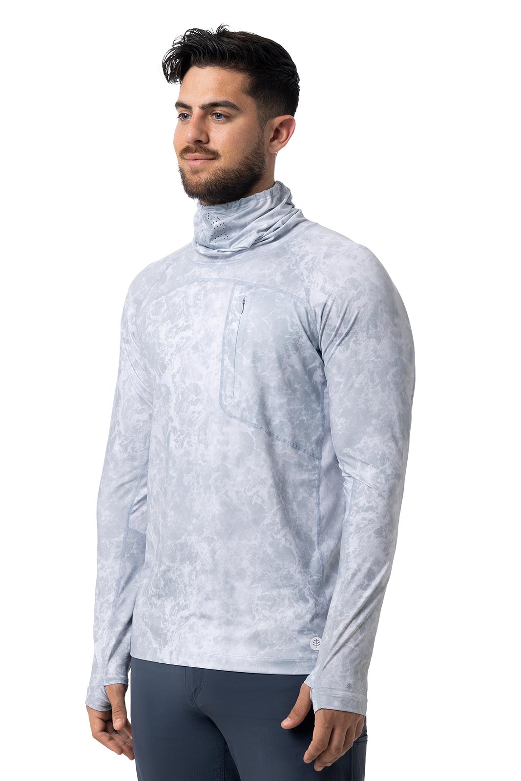 Andros | Men's Vented Fishing T-Shirt | Grey Water Print