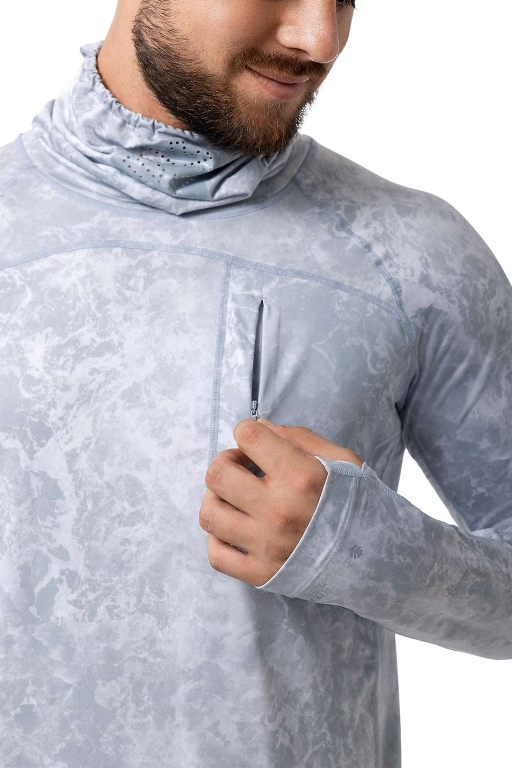 Andros | Men's Vented Fishing T-Shirt | Grey Water Print