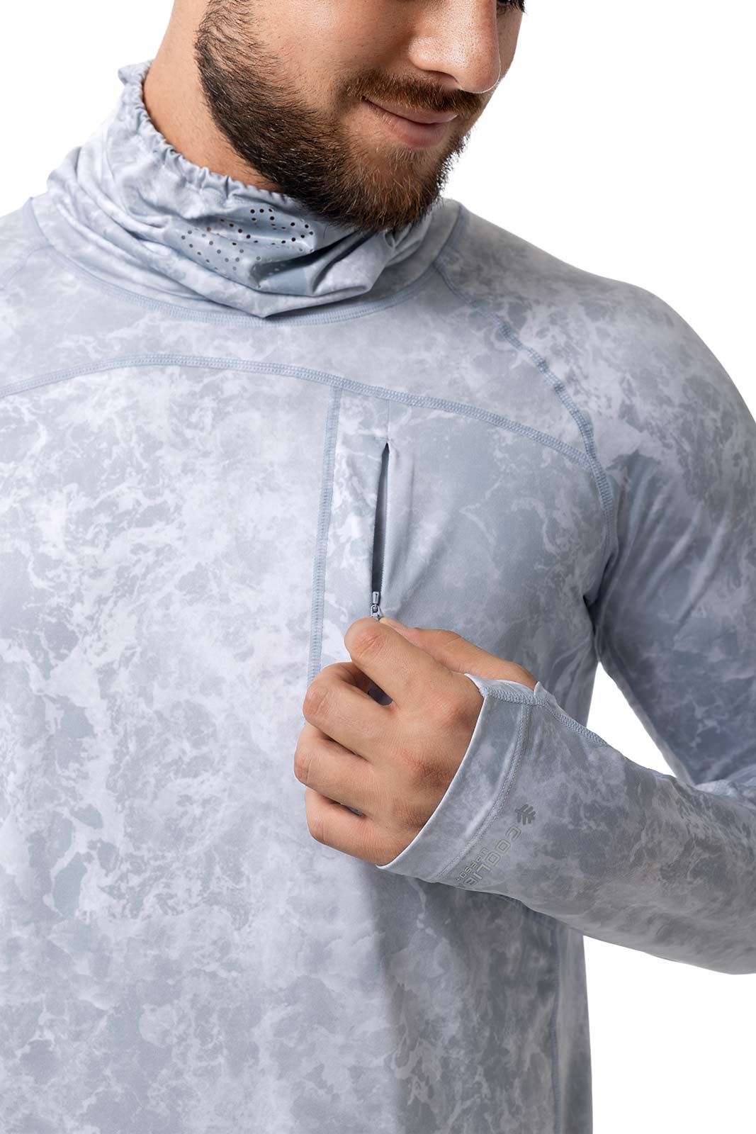Andros | Men's Vented Fishing T-Shirt | Grey Water Print