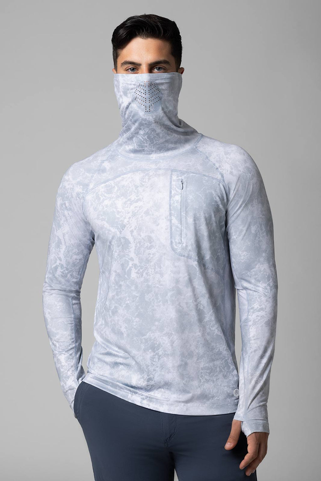 Andros | Men's Vented Fishing T-Shirt | Grey Water Print