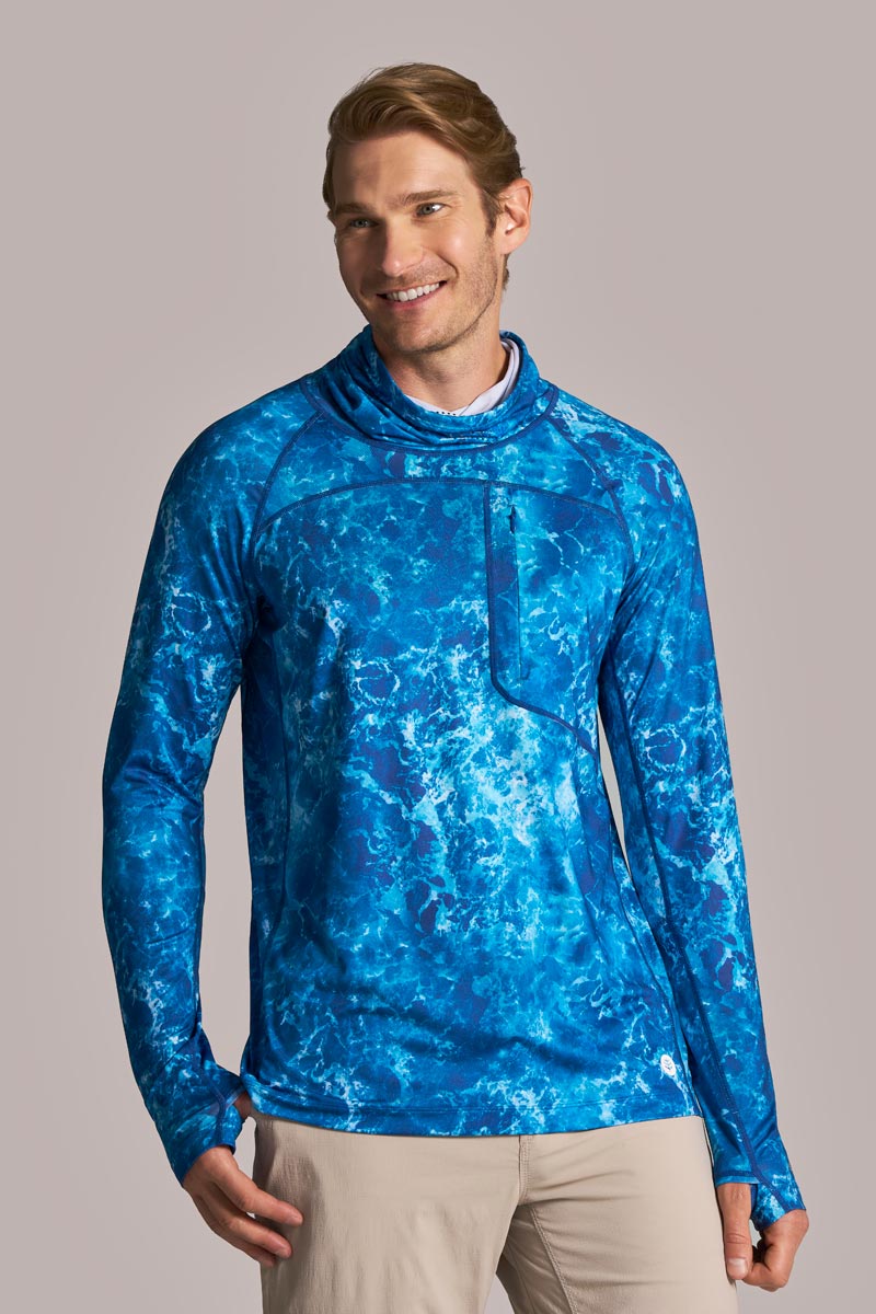 Andros | Men's Vented Fishing T-Shirt | Blue Water Print