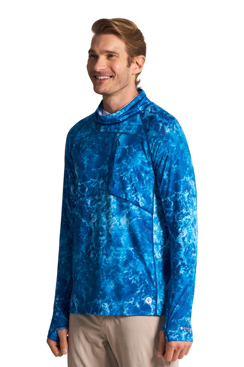 Andros | Men's Vented Fishing T-Shirt | Blue Water Print