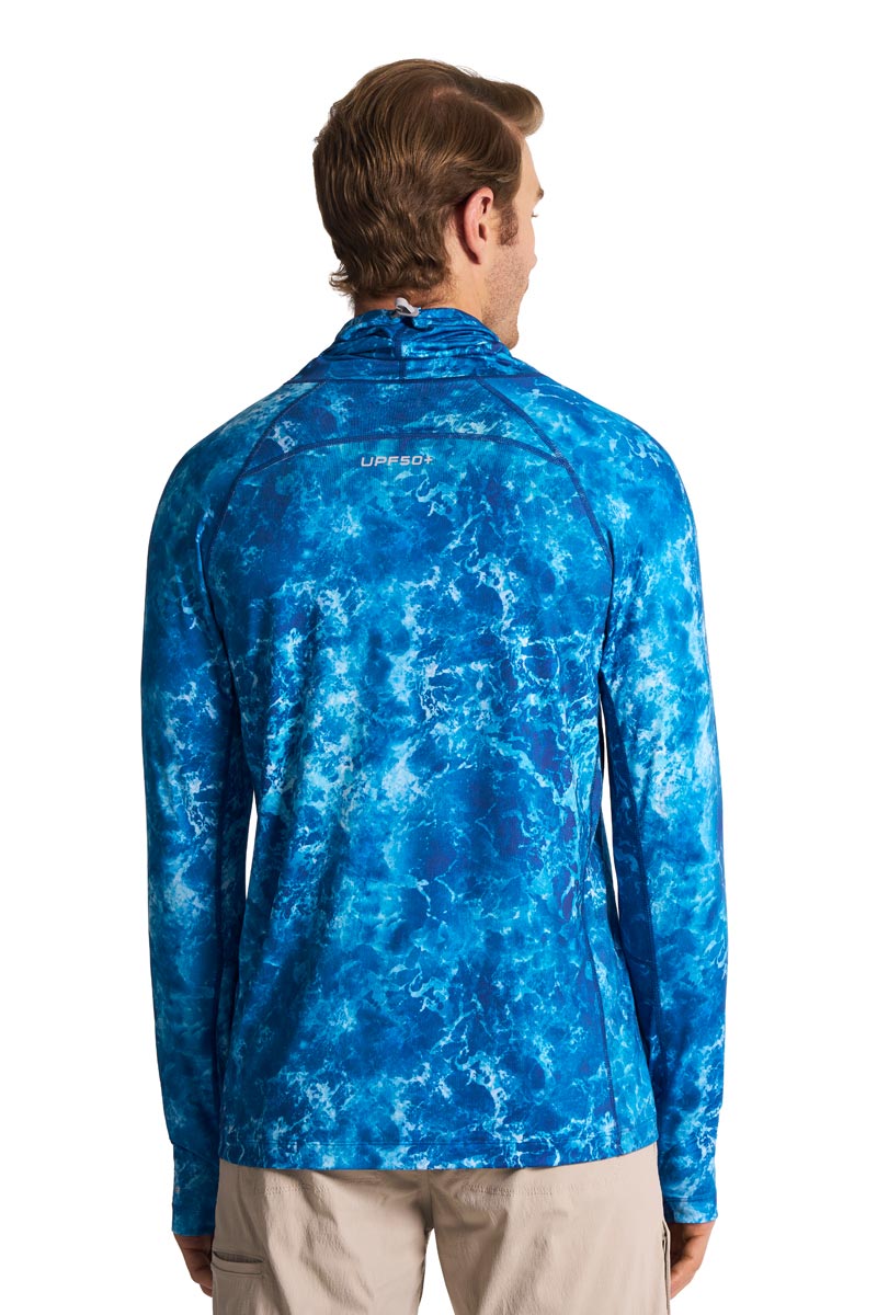 Andros | Men's Vented Fishing T-Shirt | Blue Water Print