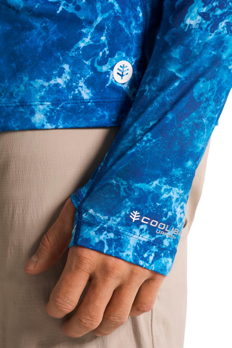 Andros | Men's Vented Fishing T-Shirt | Blue Water Print