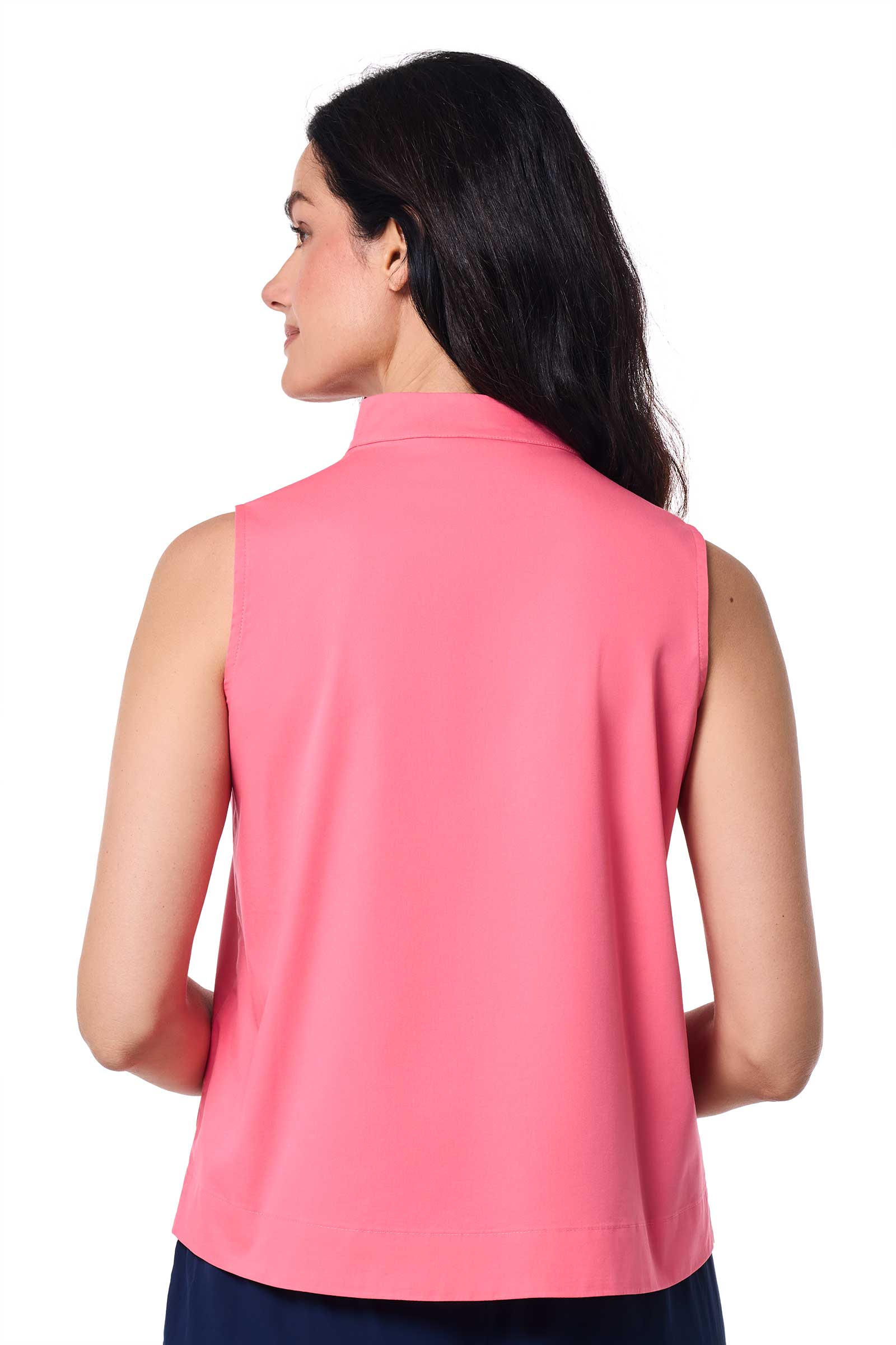 Coolibar Women Cape Coral Stand Collar Top UPF50+ Lightweight Stretch Twill Ideal For Sun Safe Everyday Wear