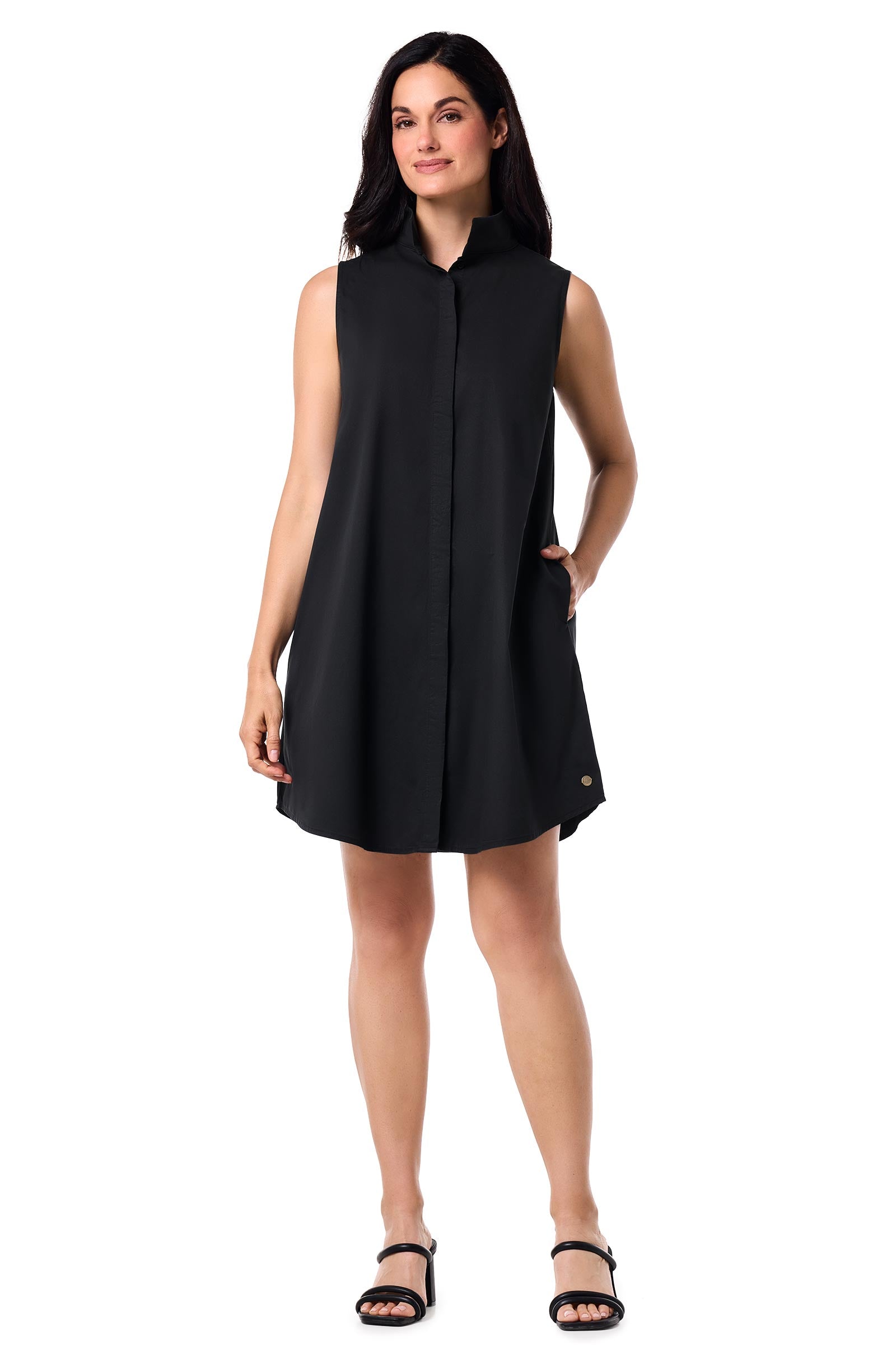 Coolibar Upf50 Silverlakes Sleeveless Dress Lightweight Twill Sun Protection For Women