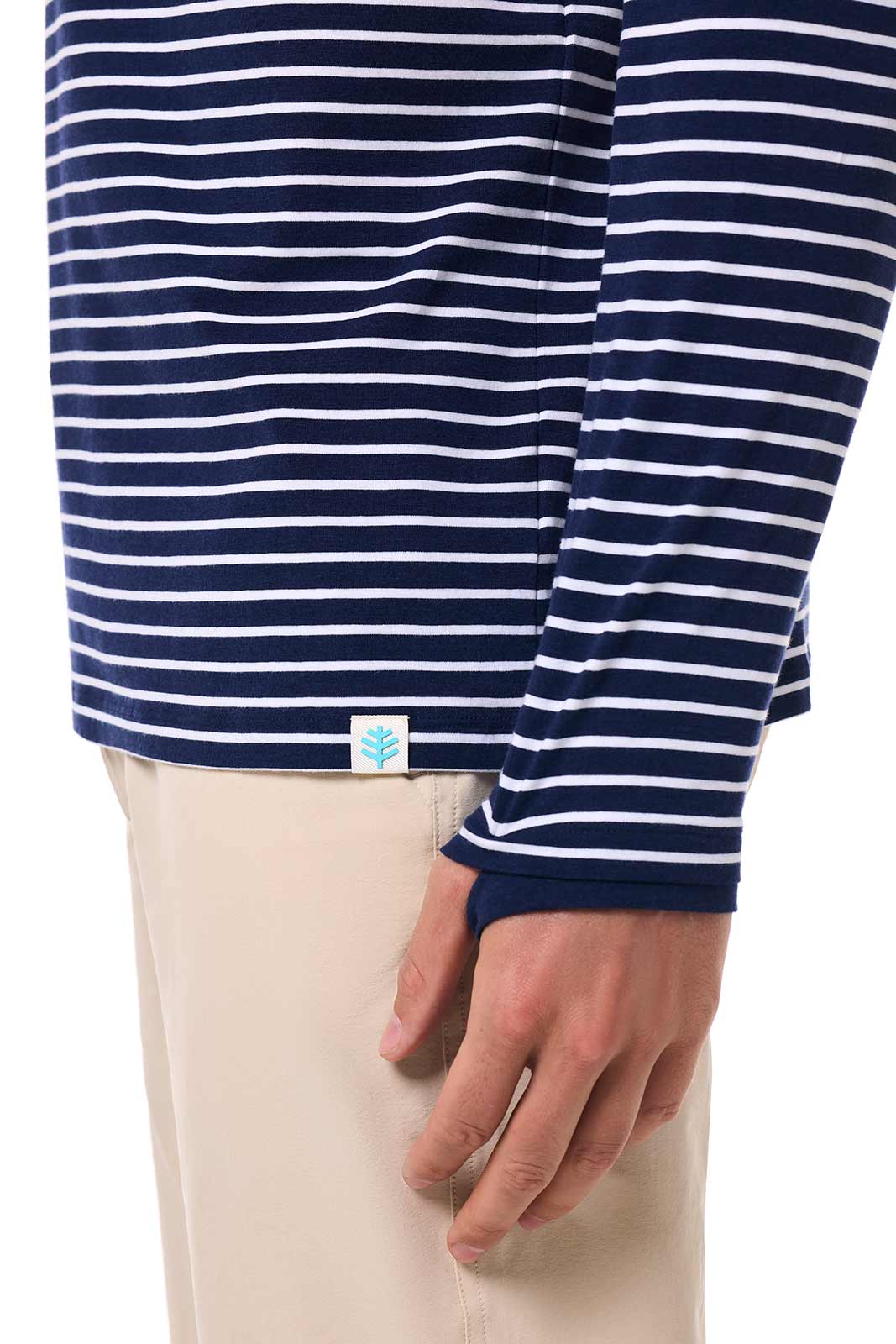 Hallandale | Men's Long Sleeve Henley T-Shirt | Navy/White Stripe