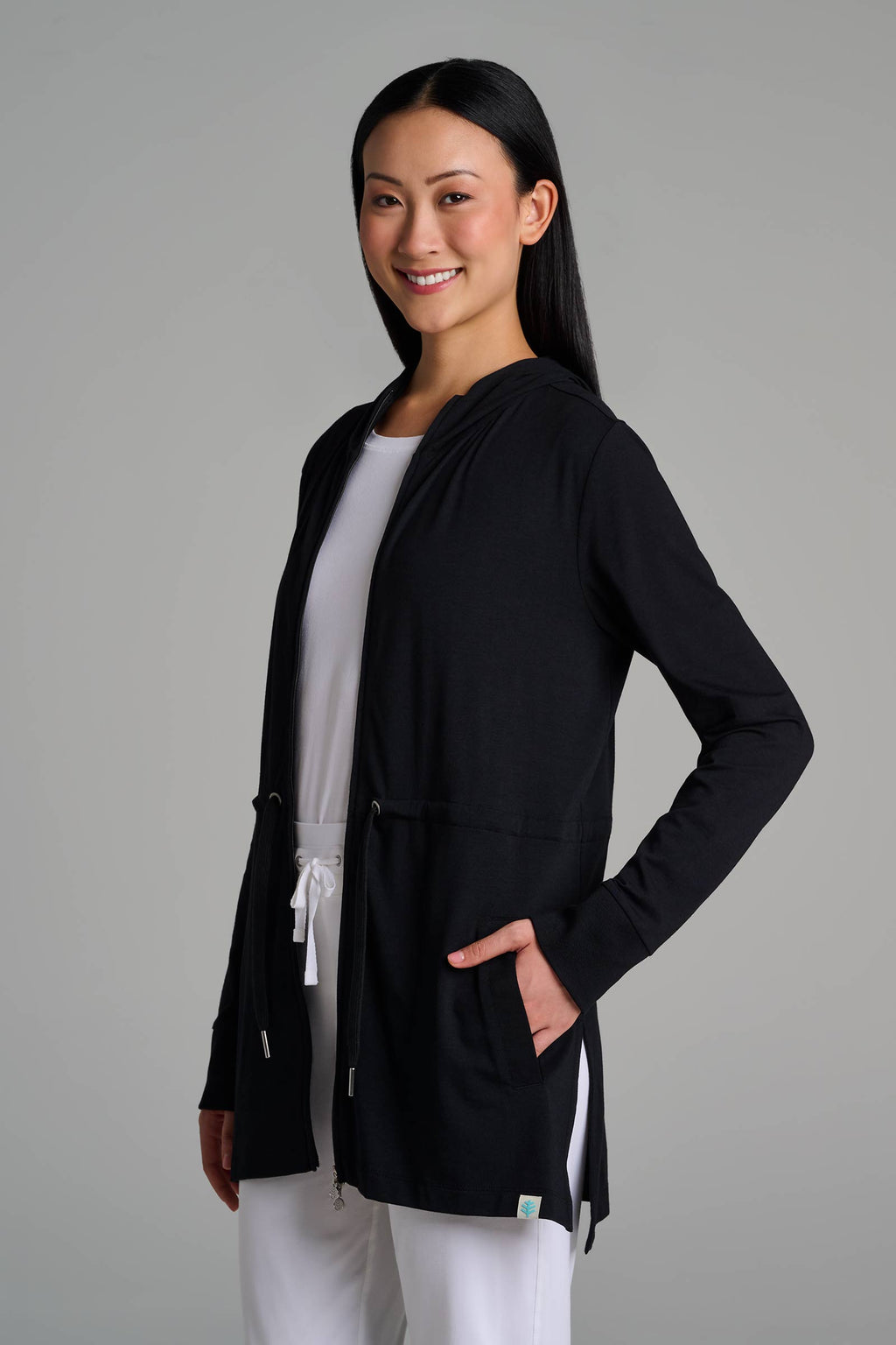 Waterfront | Women's Hoodie with Adjustable Waist | Black