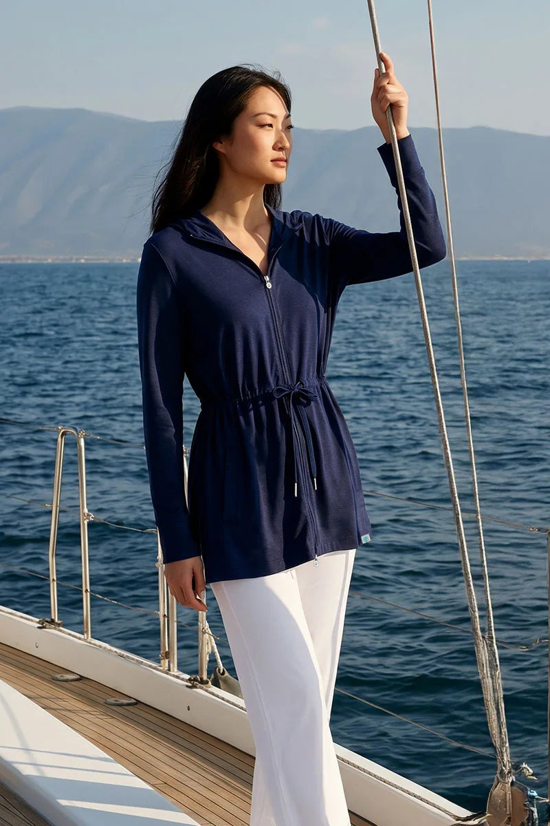 Waterfront | Women's Hoodie with Adjustable Waist | Navy