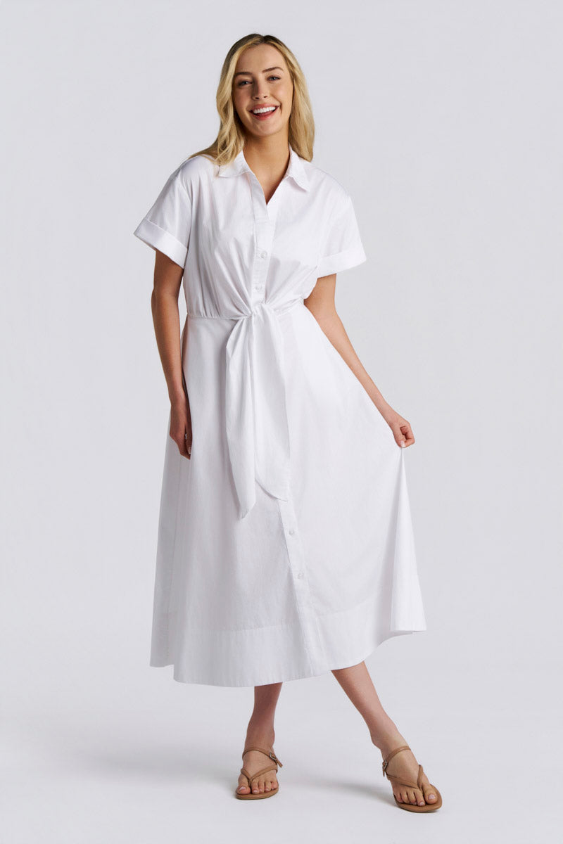 Allure | Women's Tie-Front Shirt Dress | White