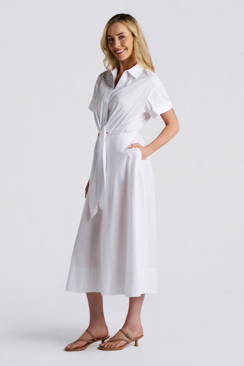 Allure | Women's Tie-Front Shirt Dress | White