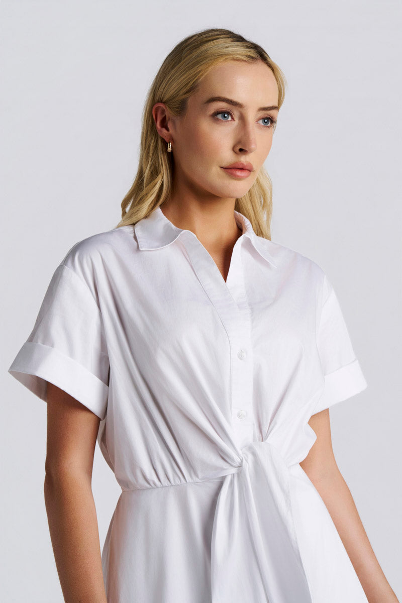 Allure | Women's Tie-Front Shirt Dress | White