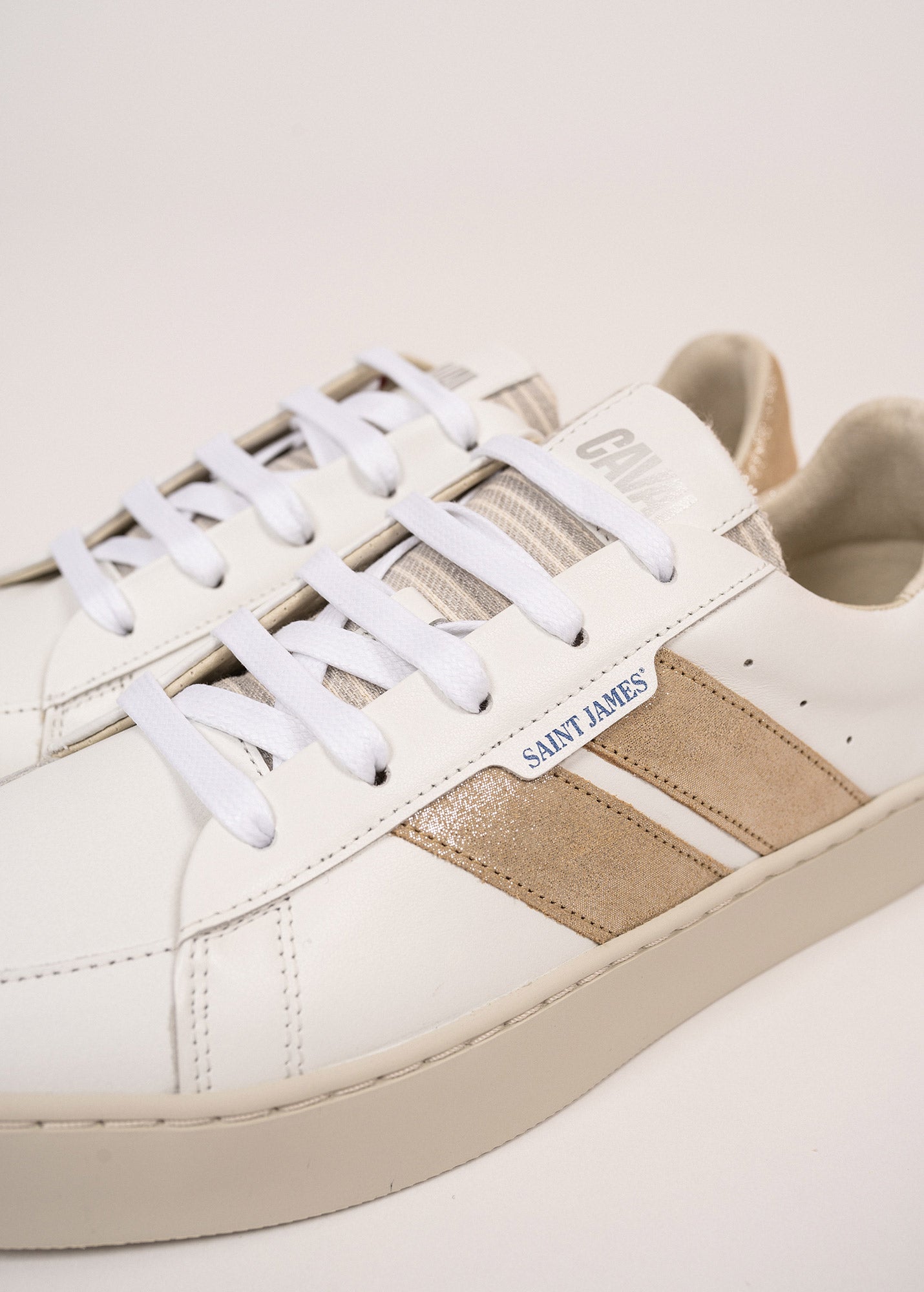 Saint James Bask Caval Sustainable Women Sneakers By Caval White Gold Lurex